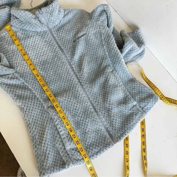 Columbia Fleece jacket dusty blue pockets full zipper high adjustable collar L - Picture 9 of 15